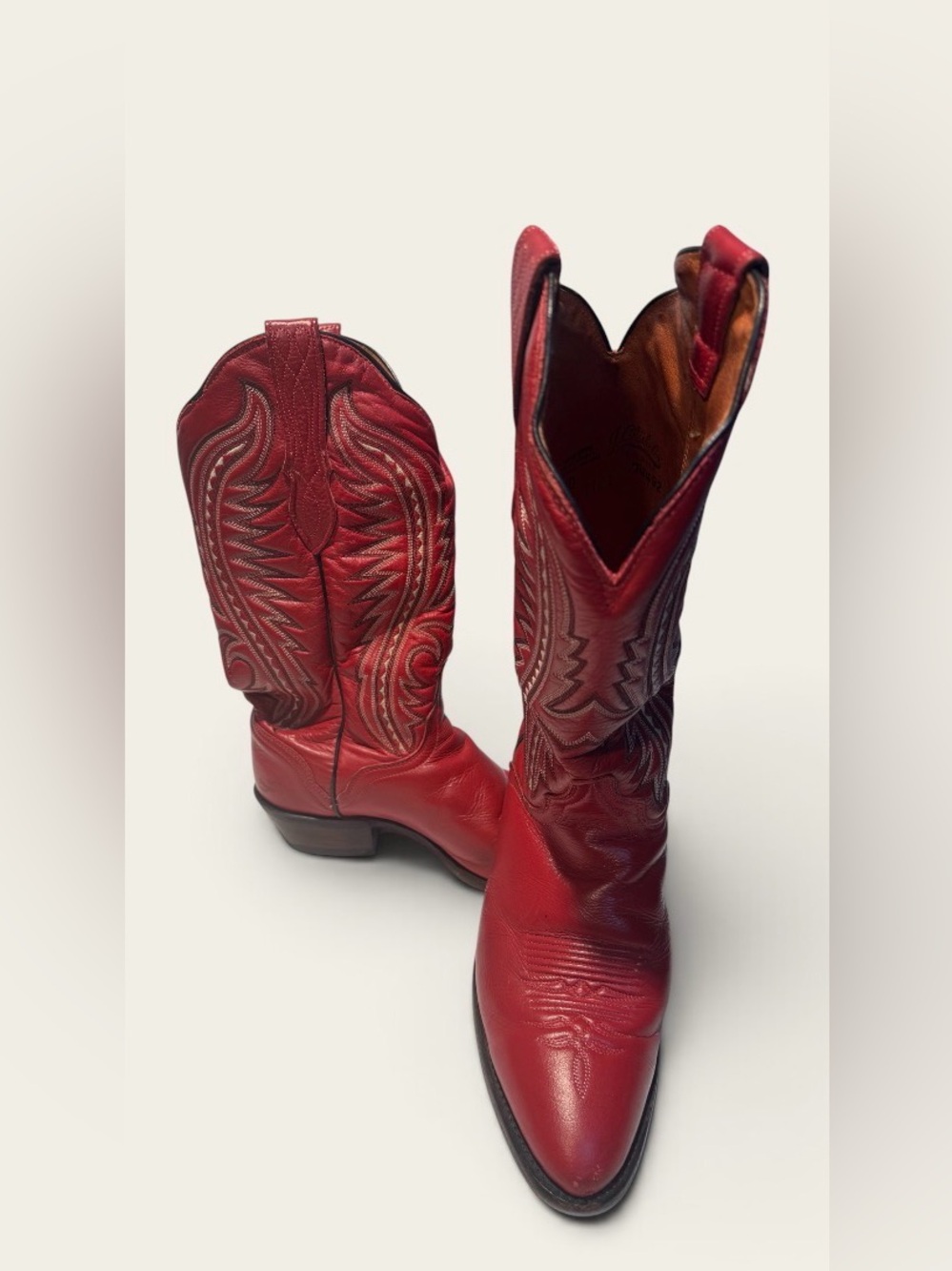 Vintage Red Leather Western Cowboy Boots - Men's Classic Cowboy Style
